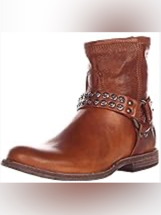 Frye Shoes - FRYE Philip studded harness cognac brown Leather biker Ankle Booties size 9.5